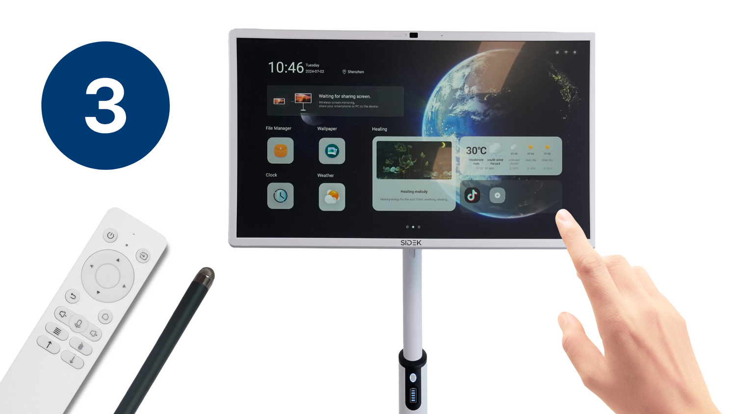 stylish and easy to use remote control  and stylus in black colour which help you to draw on a screen